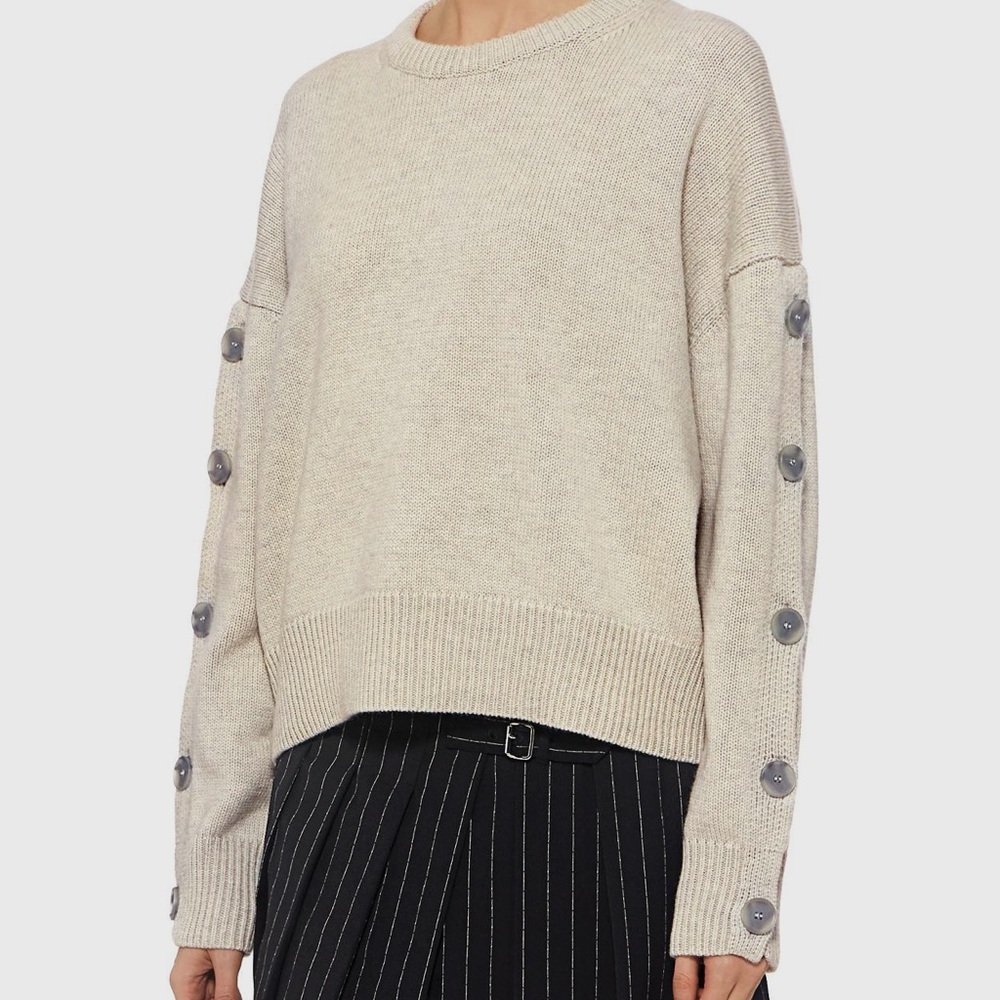 Nili Lotan Martina Cashmere & Wool Sweater Grey Sz Small, Perfect Condition